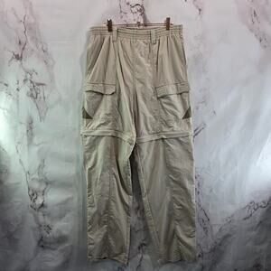 Columbia Pants Mens Small Beige Nylon Hiking Ripstop Zip Off Convertible Khaki